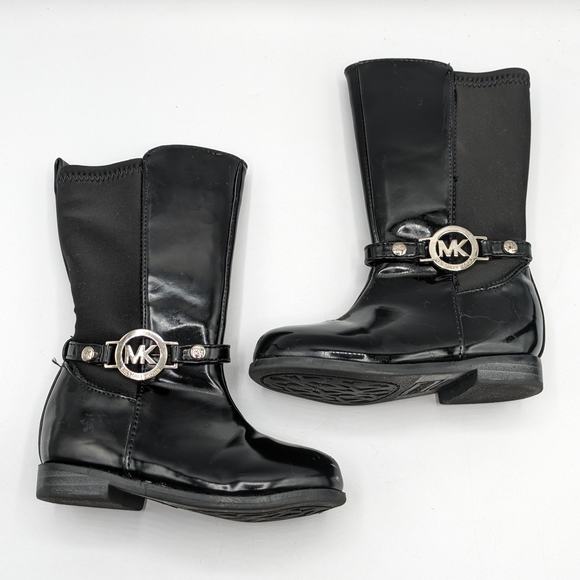 Michael Kors Little Girls Size 6 Lil Winnie Black Half-Calf Boot Toddler - Picture 4 of 15